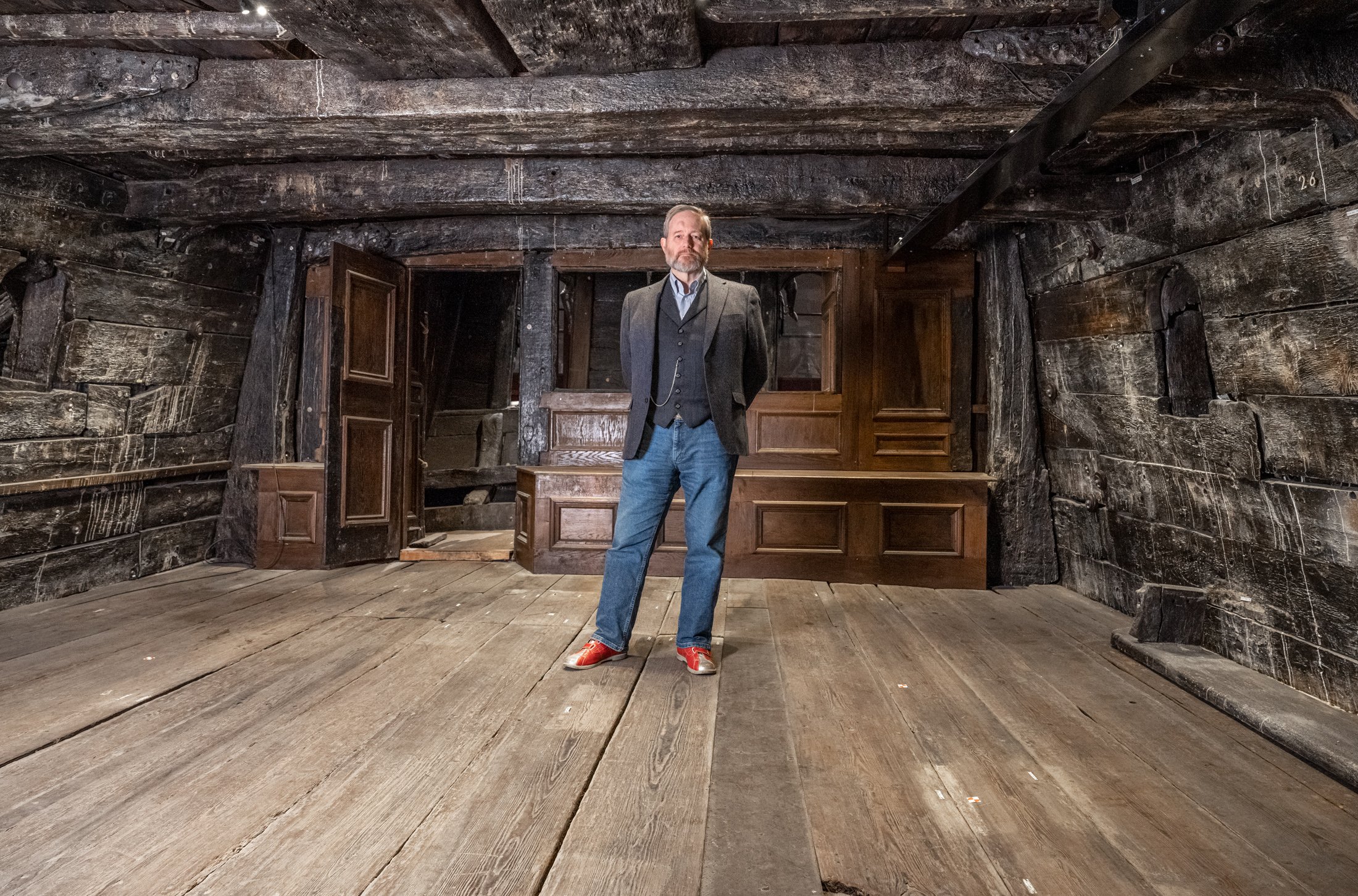 Forskningsledare Fred Hocker i stora kajutan ombord på Vasa